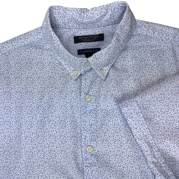 Banana Republic Camden Shirt Button Down Short Sleeve 078 Wash Custom Mens L - Picture 1 of 8